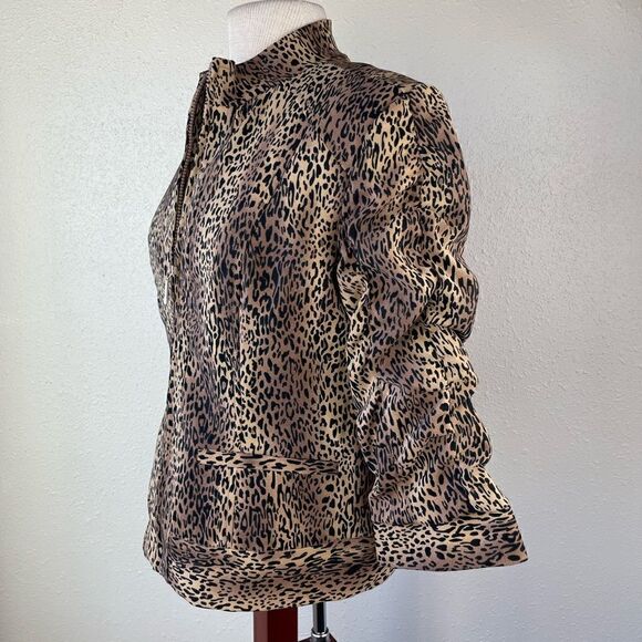 Erin London Full Zip Leopard Print Jacket Size Petite Medium EUC - Picture 3 of 7